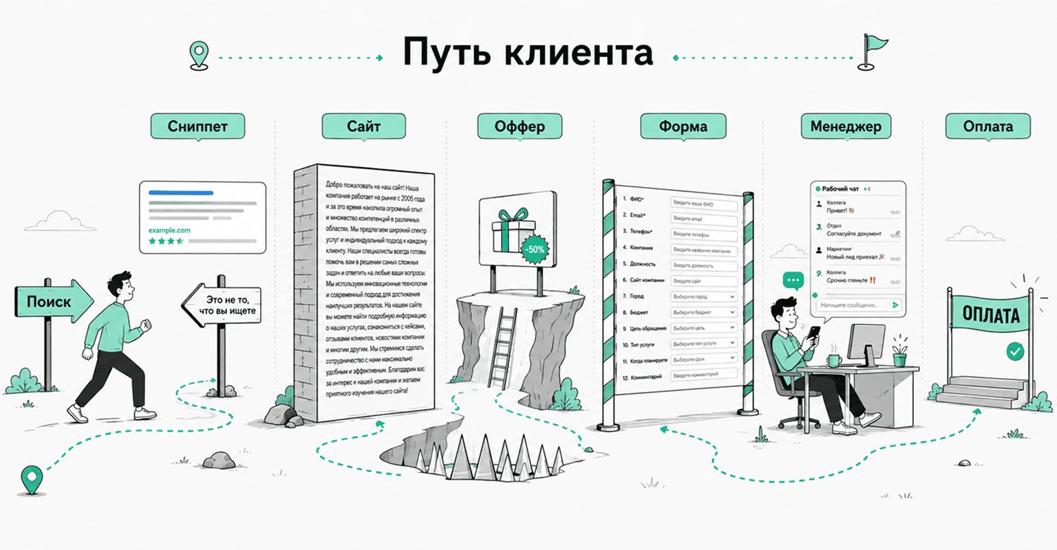 Где теряются клиенты при SEO продвижении